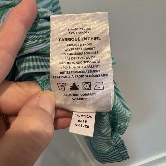 FootJoy Polo Shirt Mens Large Green Blue Striped Golf Performance Est 1975 - Picture 12 of 12